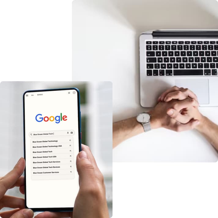 Person-using-google-and-laptop-to-perforn-personal-branding-strategy